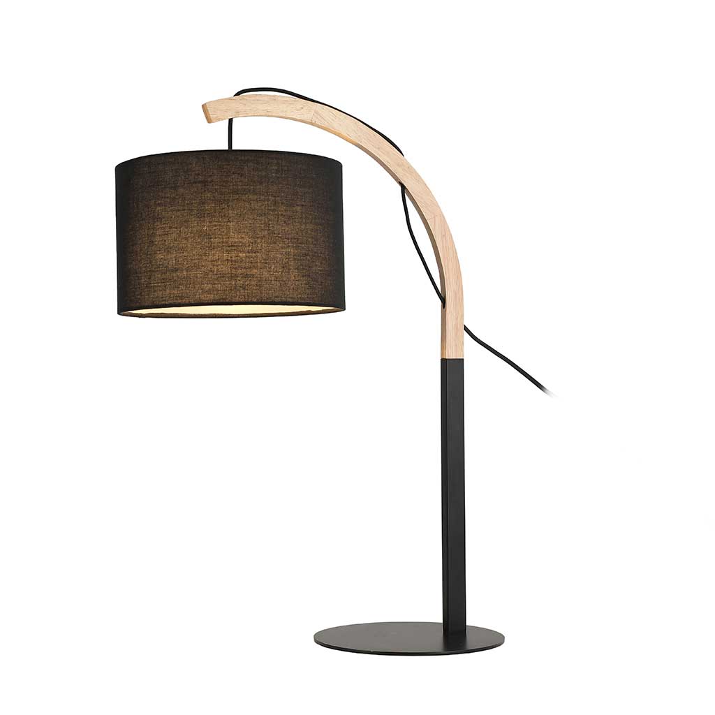 Lampara De Mesa Con Brazo Curvo Beige Y Negro 22x43.5x62.5cm