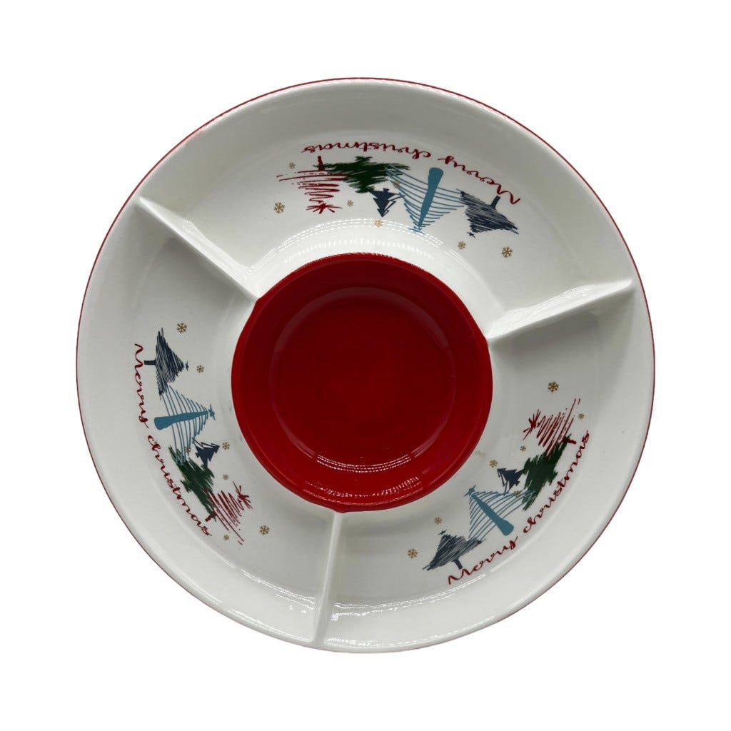 Bandeja Para Servir De 3 Secciones Navideño 32Cm
