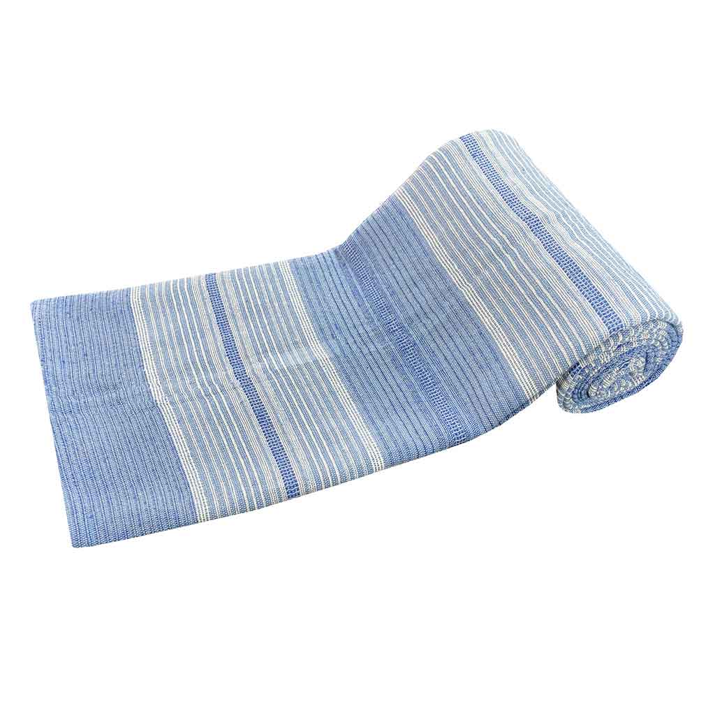 CUBRECAMA DE ALGODÓN BLANCO CON DISEÑO AZUL CLARO 160X220CM