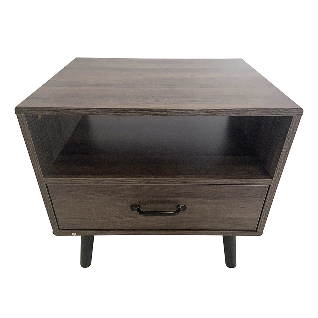 MESA DE NOCHE CON PATAS DE METAL BLACK OAK