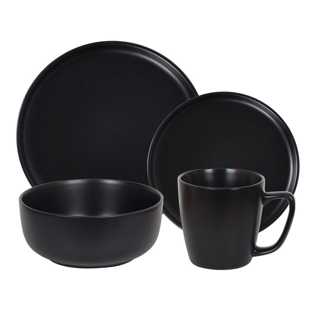 Juego de Vaijilla Negro 16 Piezas