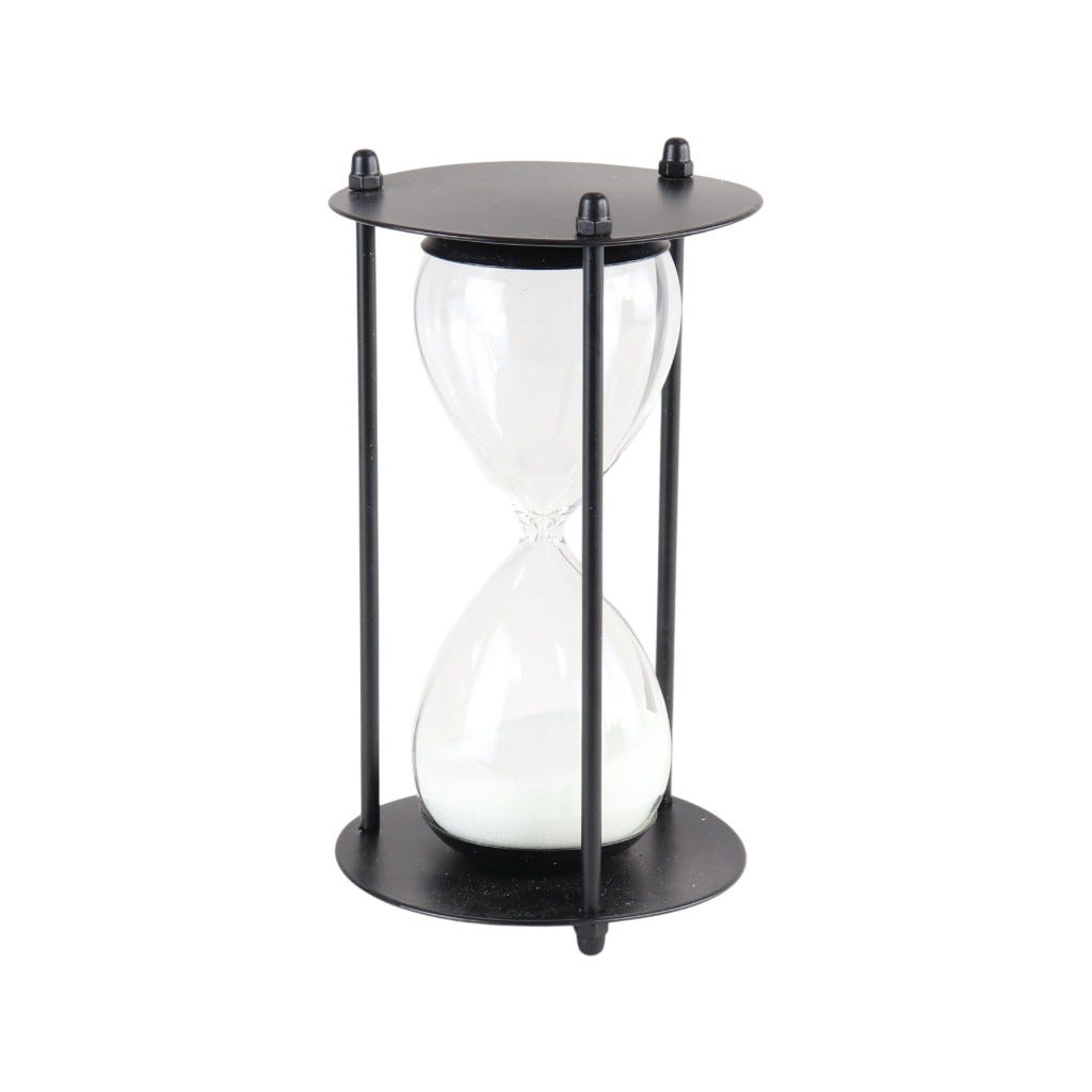 Reloj De Arena Con Base Negra De Metal 10.5X10.5X19.5Cm