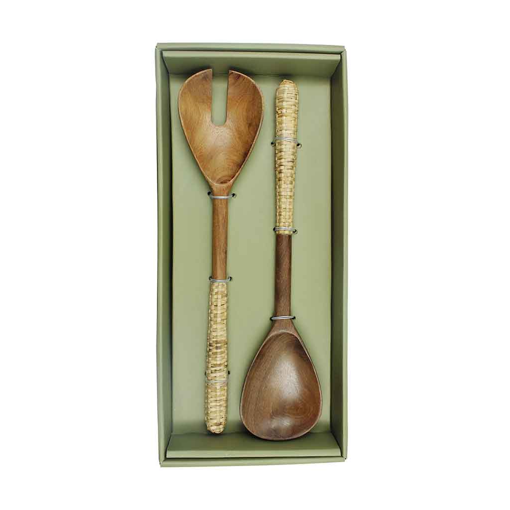 Set 2 Pcs De Cubiertos Para Ensalada Natural 28X7X2Cm
