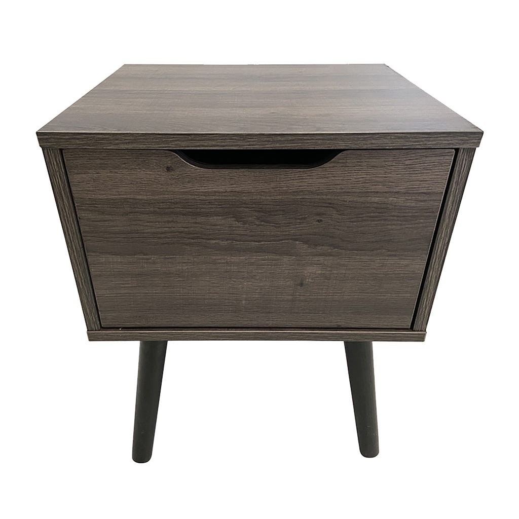 MESA DE NOCHE CON PATAS DE METAL BLACK OAK