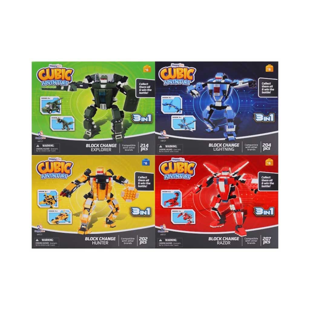 Bloques De Construcción 3 En 1 Happy Line Cubic Adventure Modelos Surtidos