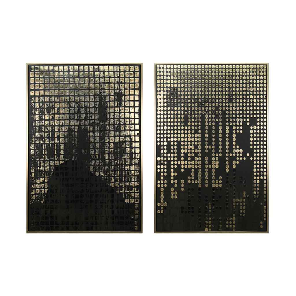 Cuadro Decorativo Abstracto Dorado Negro Surtido 80x120x4cm