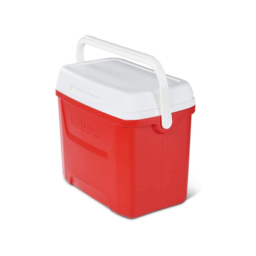 Hielera roja con  12 cuartos Laguna Igloo