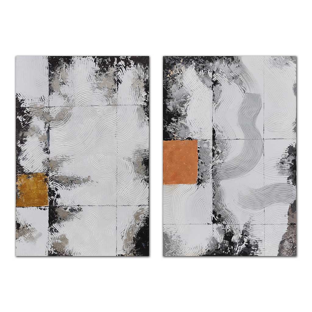 Cuadro Abstracto Tonos Grises Y Naranja Surtido 80x4x120cm