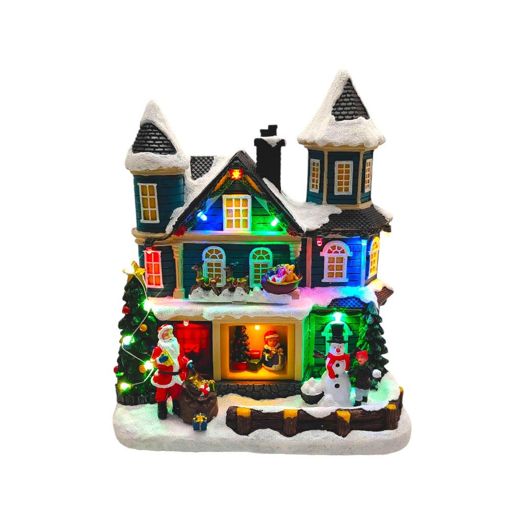 Pueblo De Navidad Con Led/Música 20X23Cm