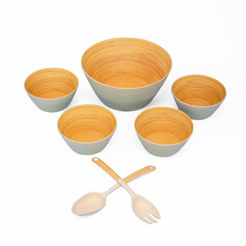 Set para ensaladas 7 piezas de bambú