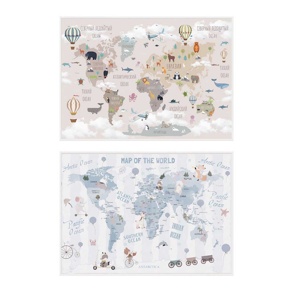 Cuadro De Mapamundi Surtido 50x70x3cm