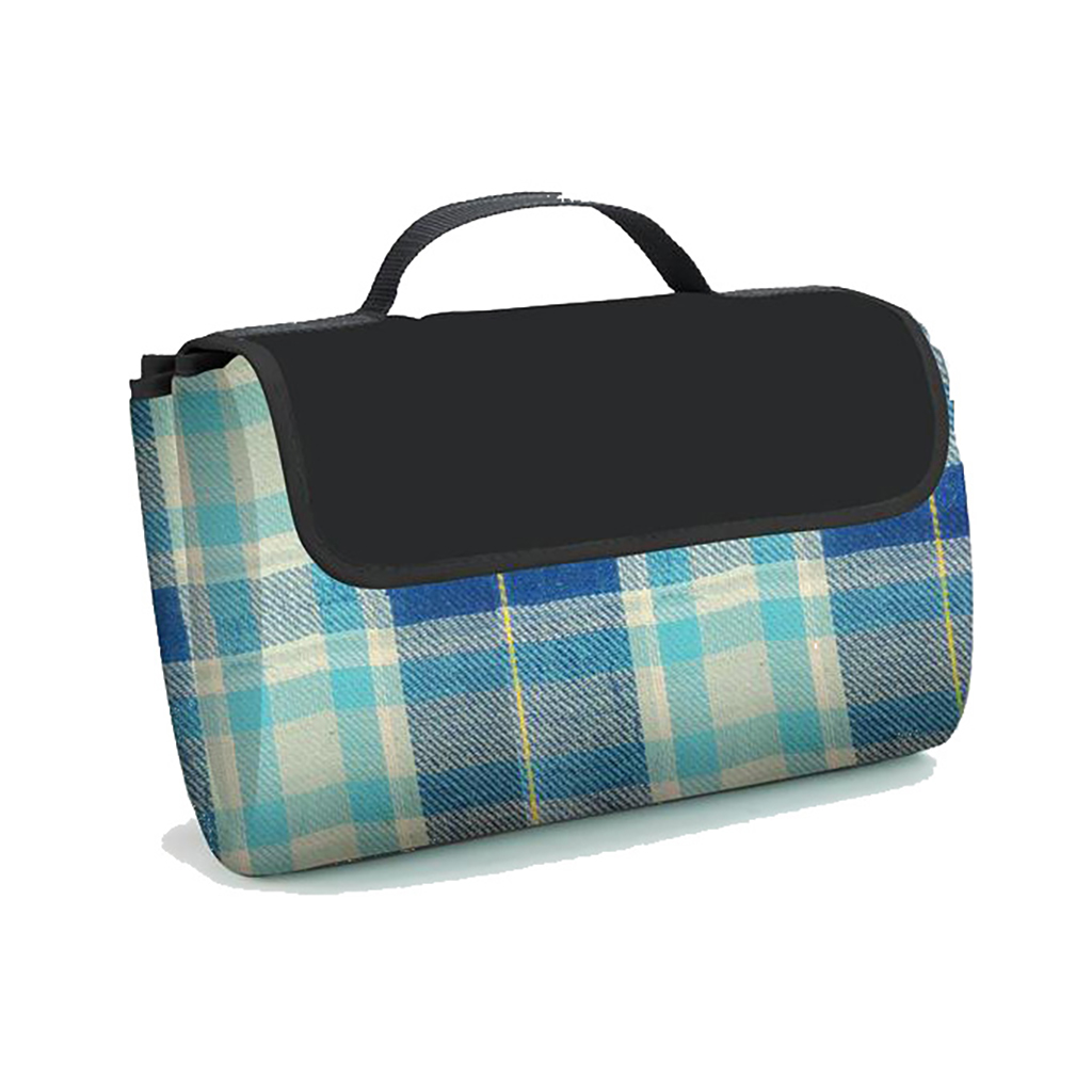 Manta plegable para picnic con detalles de rayas azul