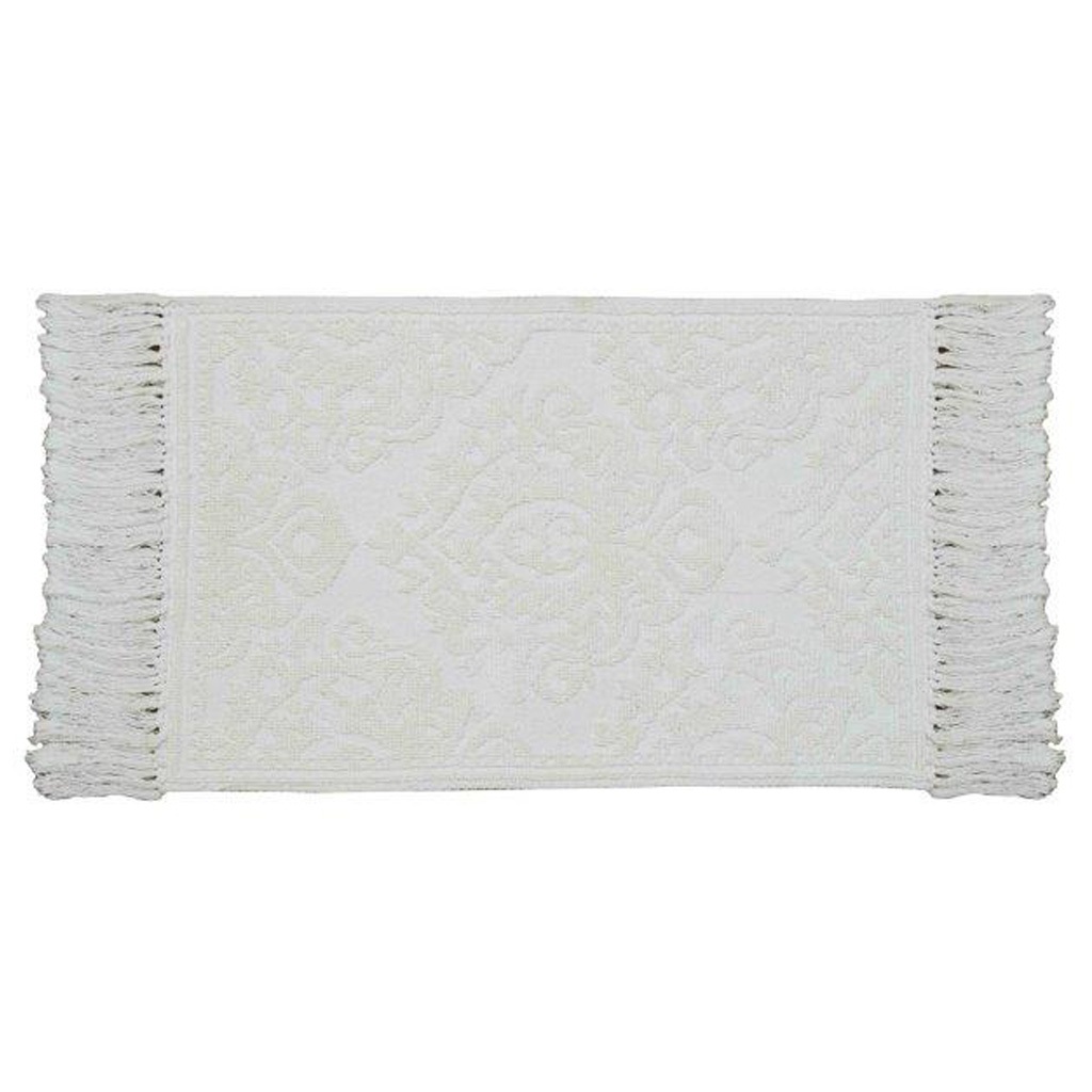 Alfombra De Baño Blanca Con Flecos 