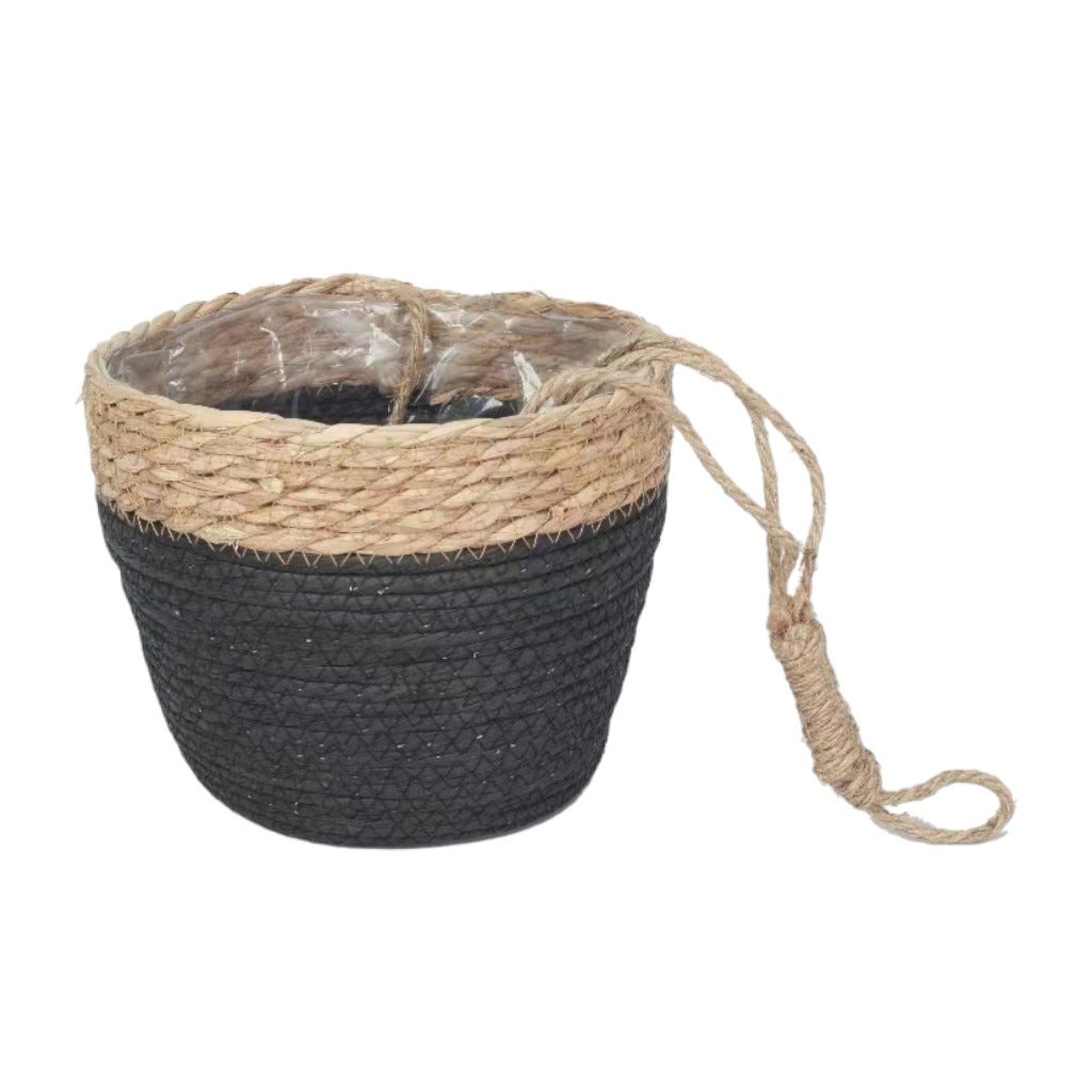 Macetero Decorativo De Color Negro 22x18cm