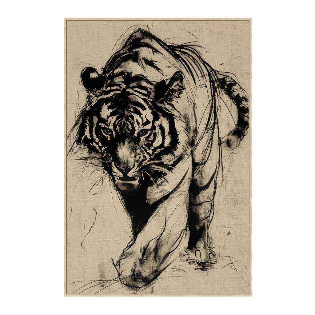 Cuadro De Tigre Beige Y Negro 83x4x123cm
