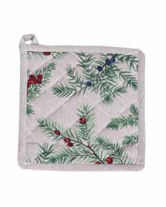 Agarra ollas navideño con estampado de bayas rojas 20x20cm