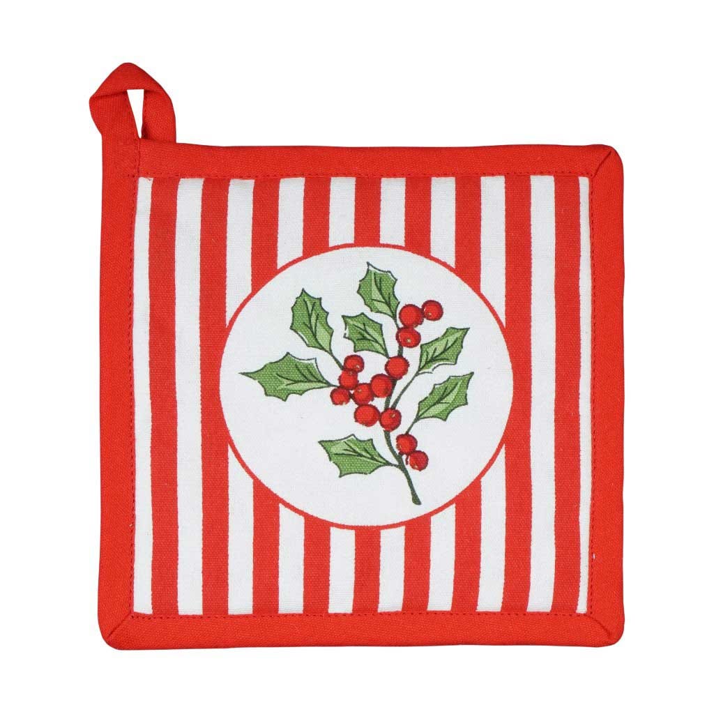 Agarra Olla Estampada De Bayas De Acebo 20x20CM
