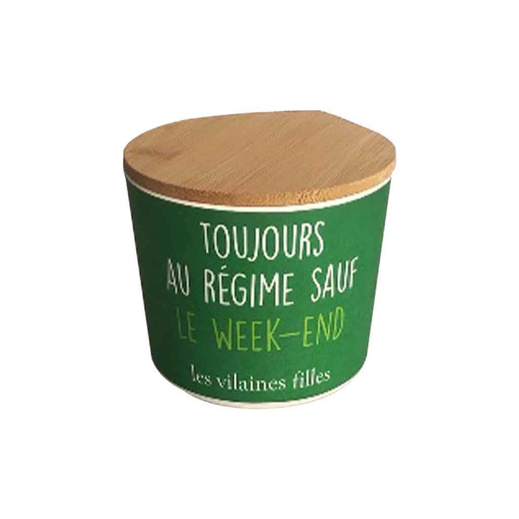 Recipiente De Bambú Con Diseño Estampado Verde Oscuro 12Cm