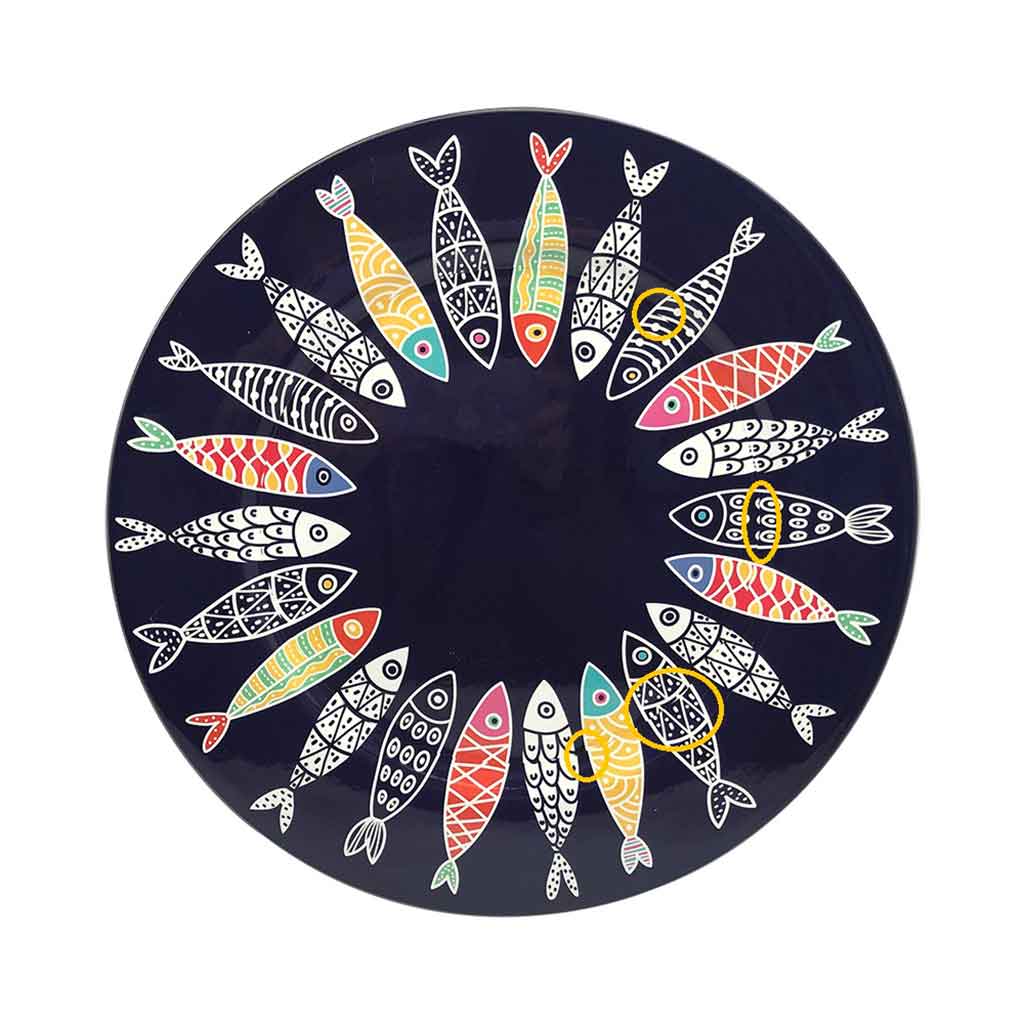 Plato Estampado De Peces 33Cm