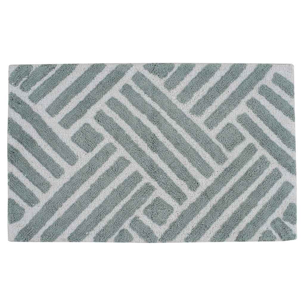 Alfombra de baño con blanco hueso con estampado geométrico