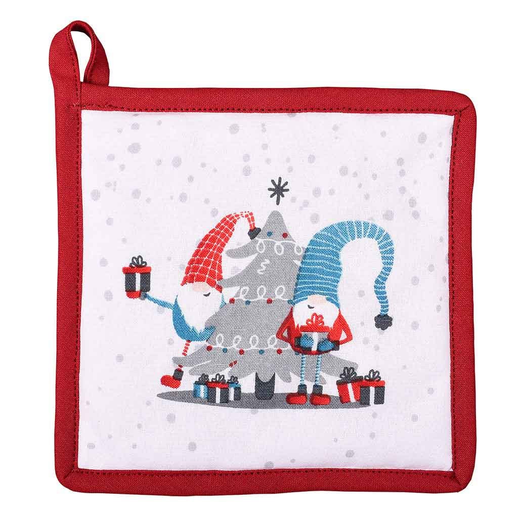 Agarra ollas navideño con estampado de gnomos 20x20cm