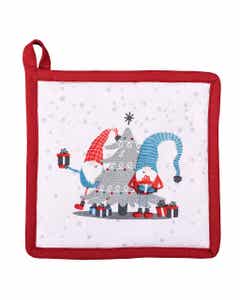 Agarra ollas navideño con estampado de gnomos 20x20cm