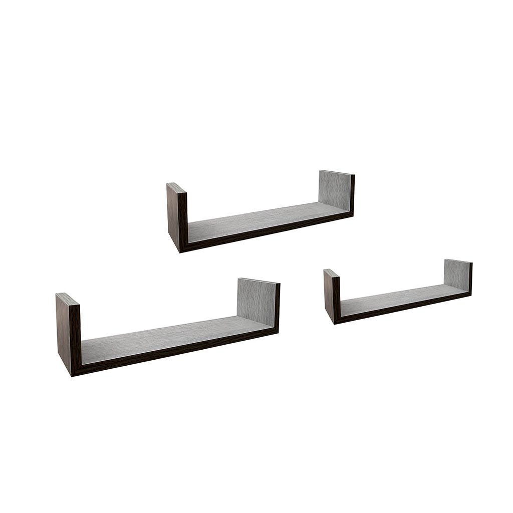 Estantes de pared gris en forma de U- 3 piezas