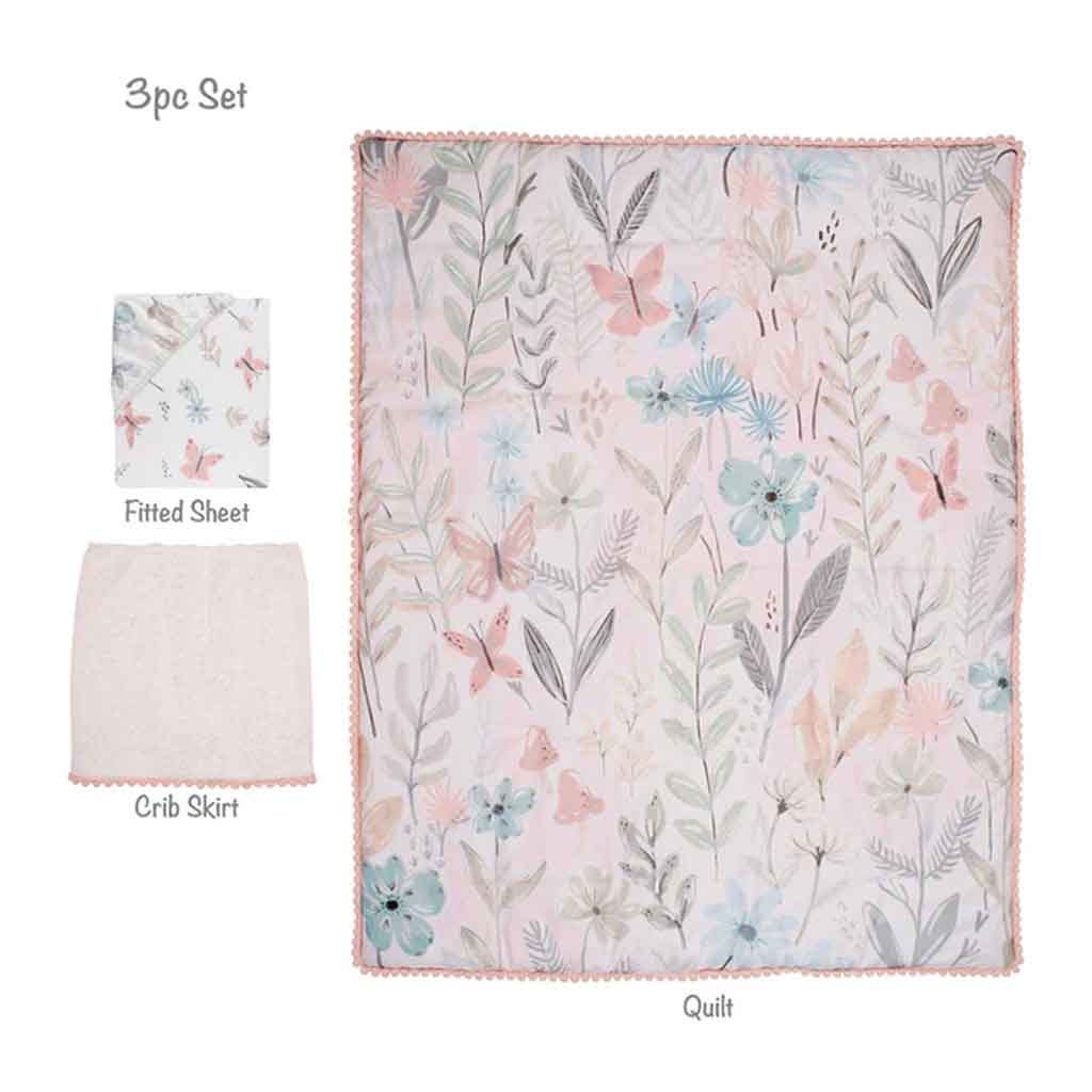 Juego De Cama De 3Pzs Para Bebé Lambs & Ivy