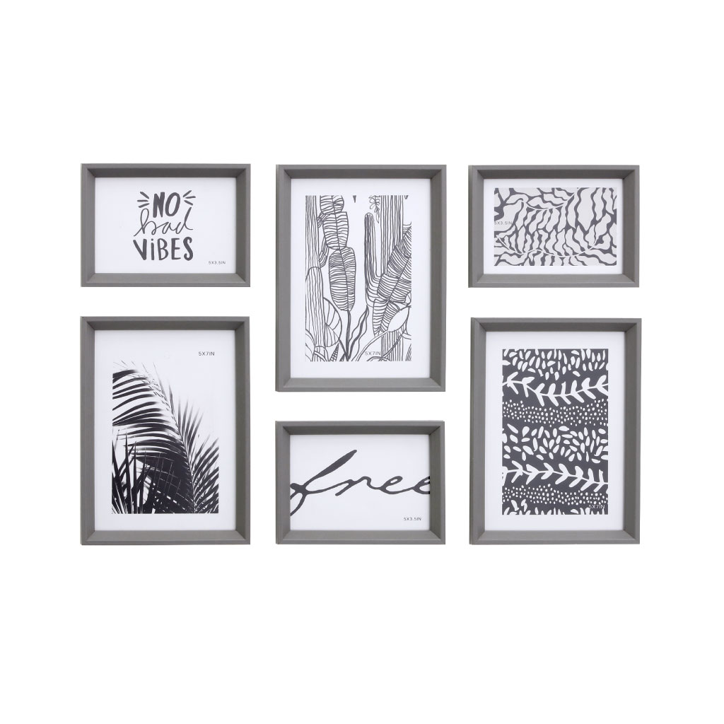 Multi marcos de 6 fotos con marcos para pared gris de mdf