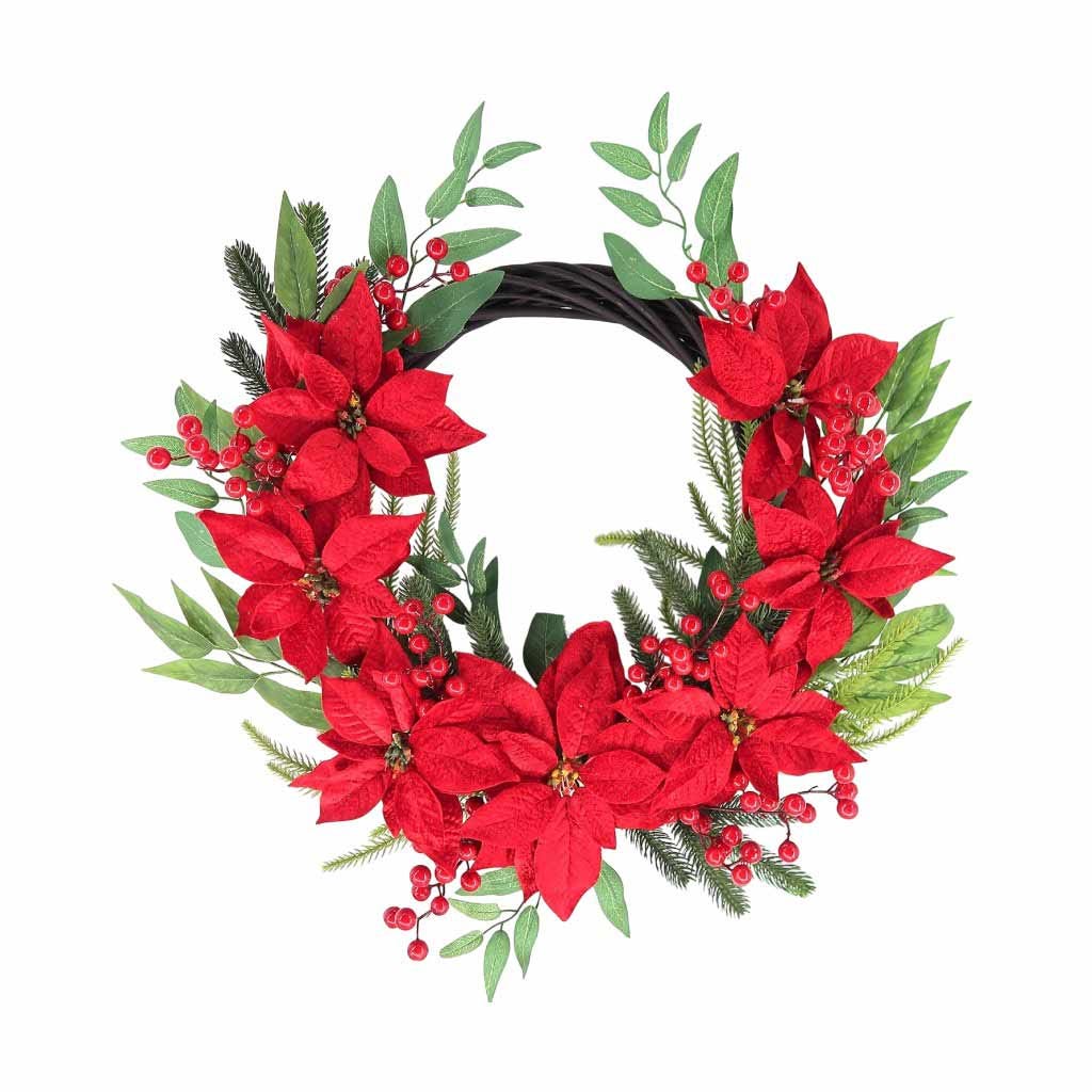 Corona De Hojas De Poinsettias 61 Cm