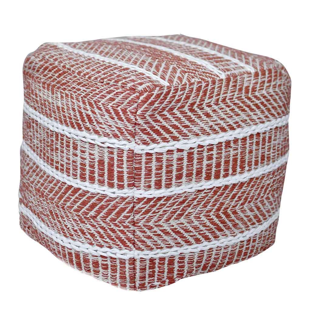 Puff Blanco Con Rosa 45x45cm
