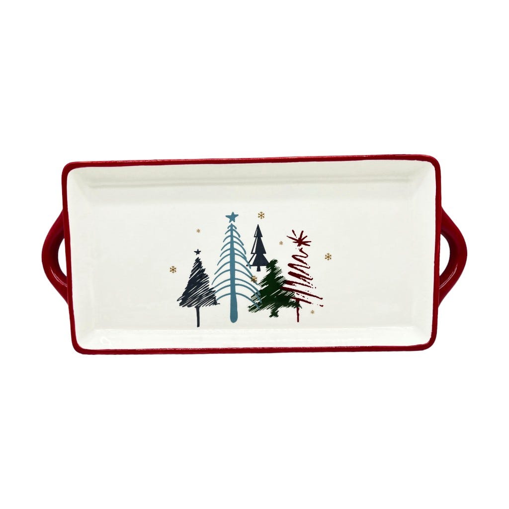 Bandeja Para Servir Con Diseño De Árbol Navideño 31X14Cm