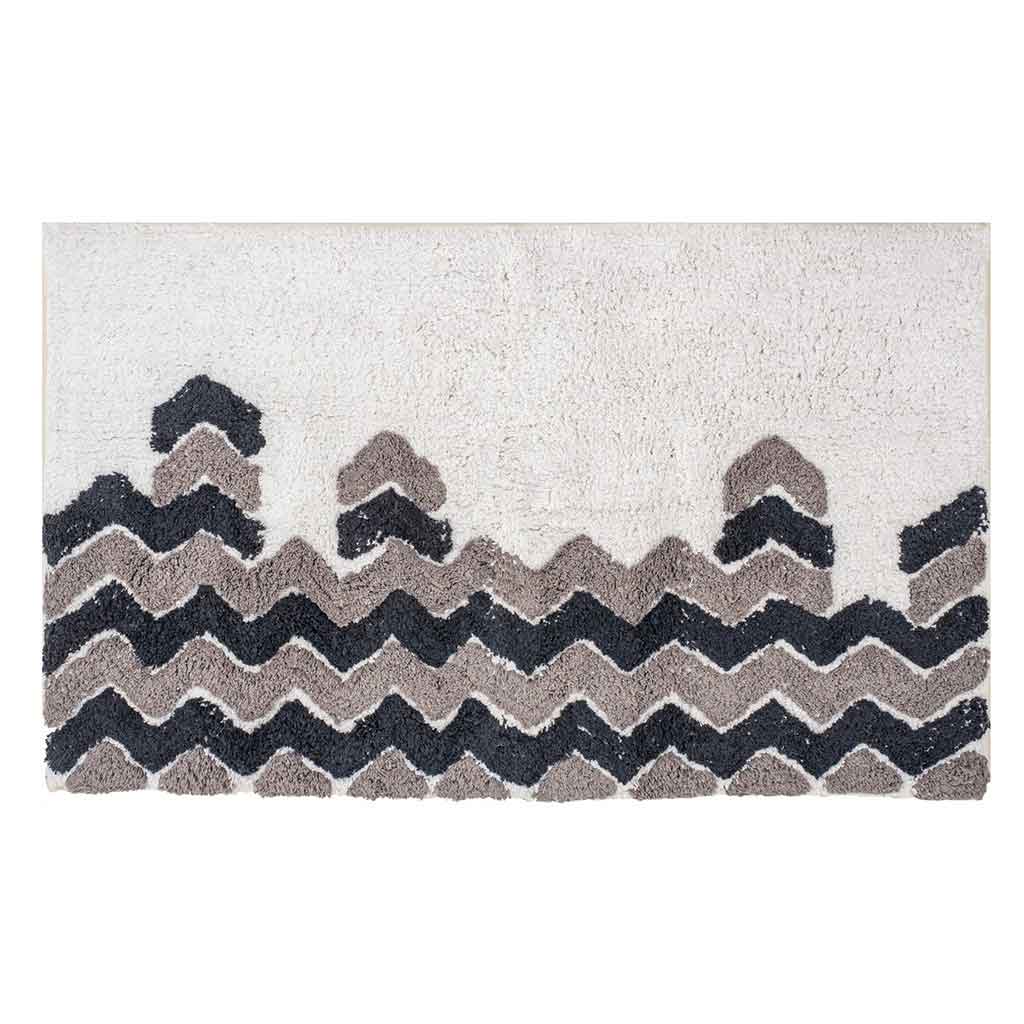 Alfombra de baño blanco hueso y gris 50X80CM