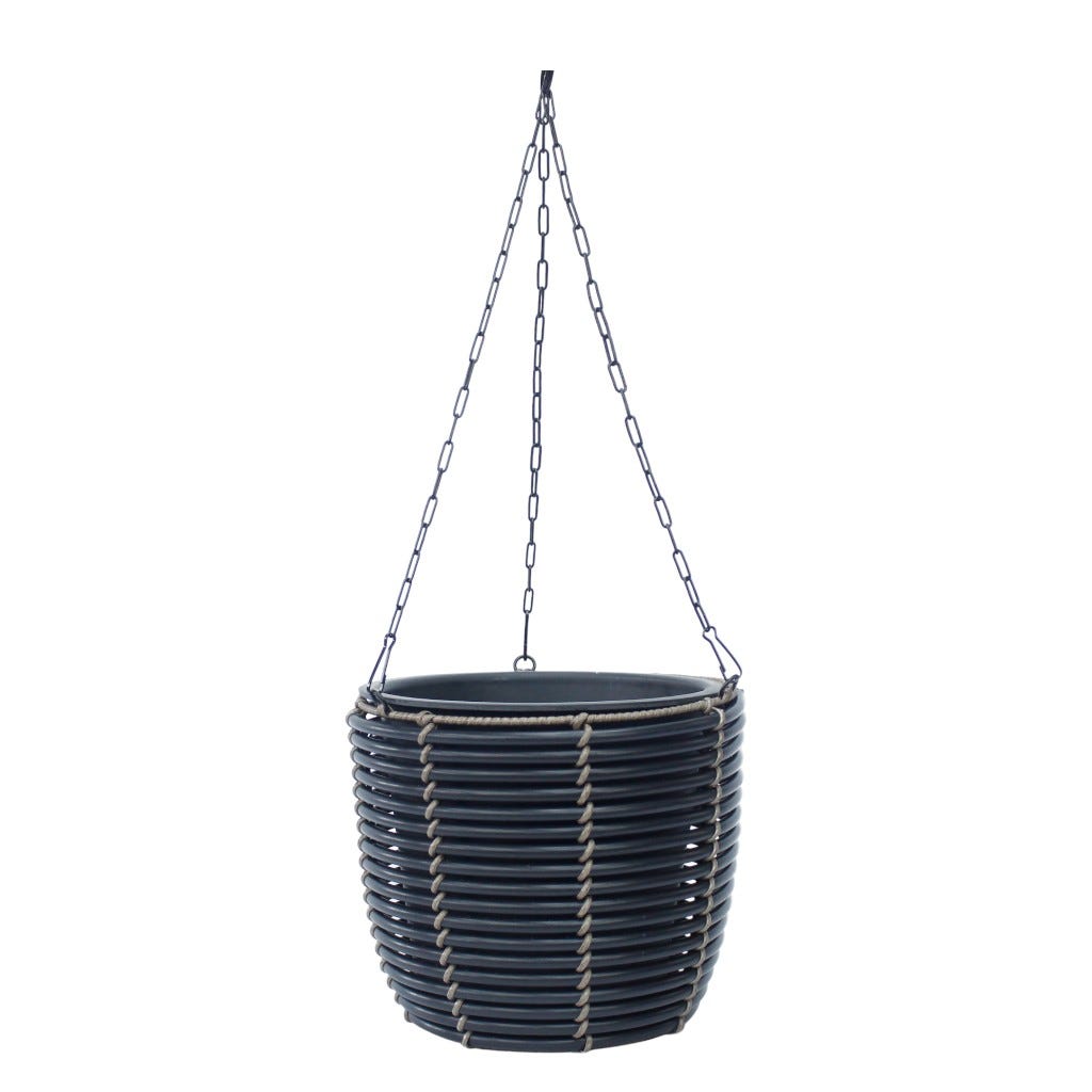 Macetero Decorativo Colgante De Color Negro 26x22cm