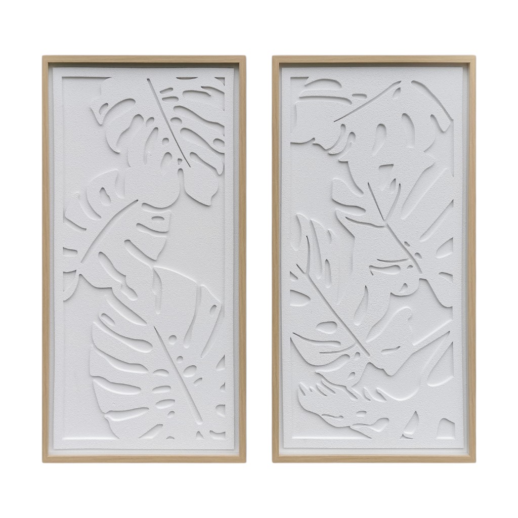 Cuadro De Hojas Tropicales En Relieve 40X3X80Cm Surtido