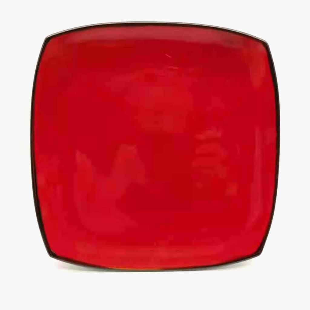 Plato de ensalada con detalles rojo y negro 19 cm