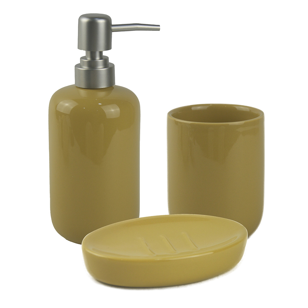 Set 3 Pcs De Accesorios Para Baño Amarillo