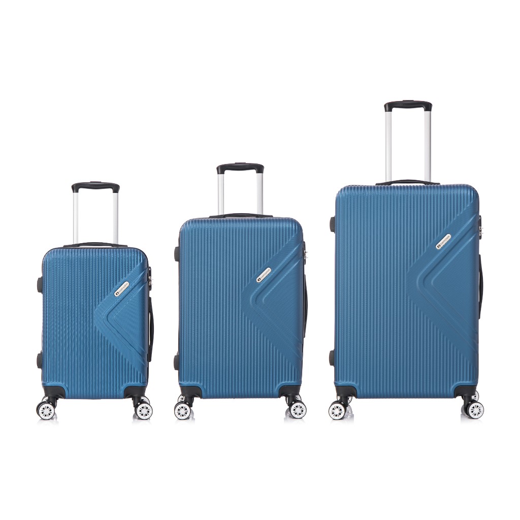 Set De 3 Maletas ABS Azul Con Doble Ruedas