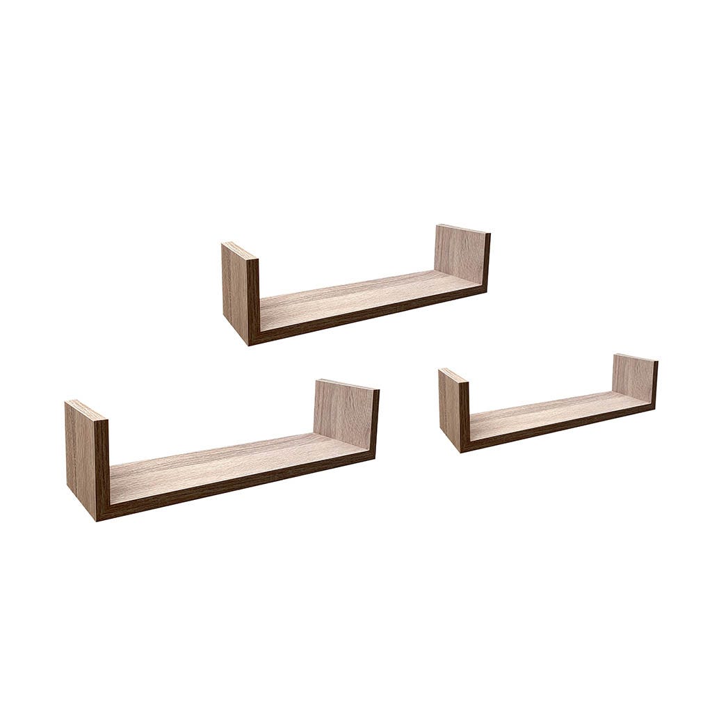 Estantes de pared natural en forma de U- 3 piezas