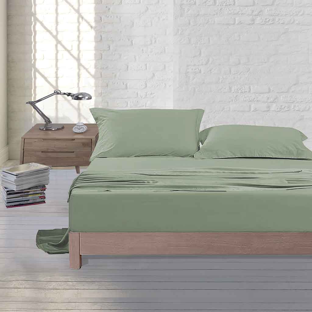 Sábana Bajera Full Verde 137X199+30Cm