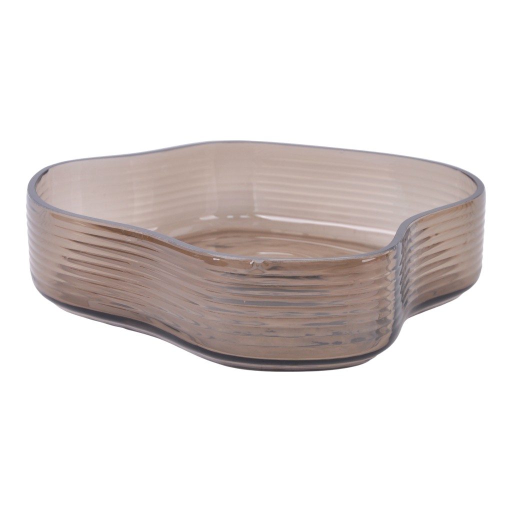 Bowl De Vidrio Estriado Ondulado 30x7cm