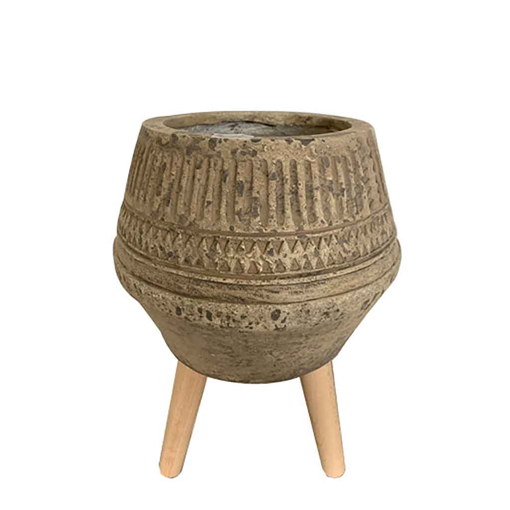 Jarrón ovalado con patas de madera 29X25CM