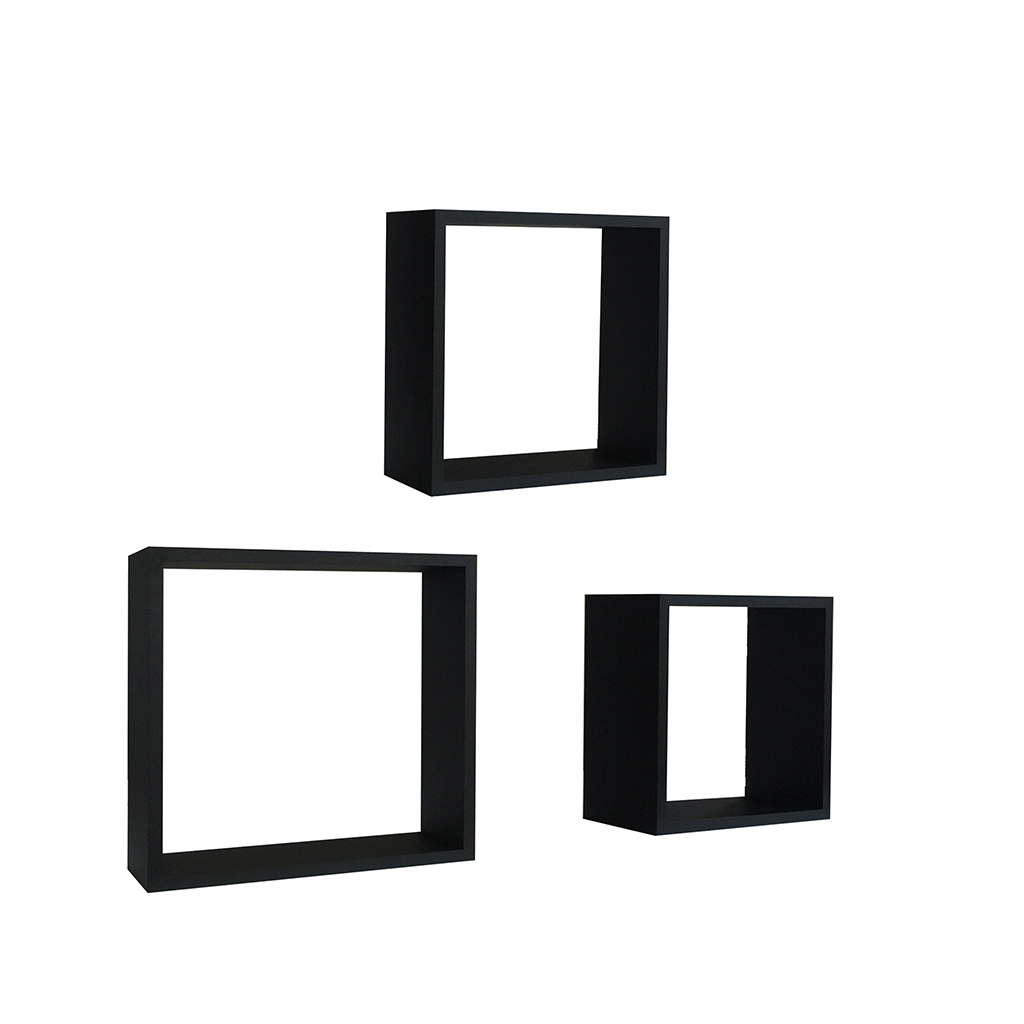 Juego de estantes en cubos negro 3 piezas 24X24X12