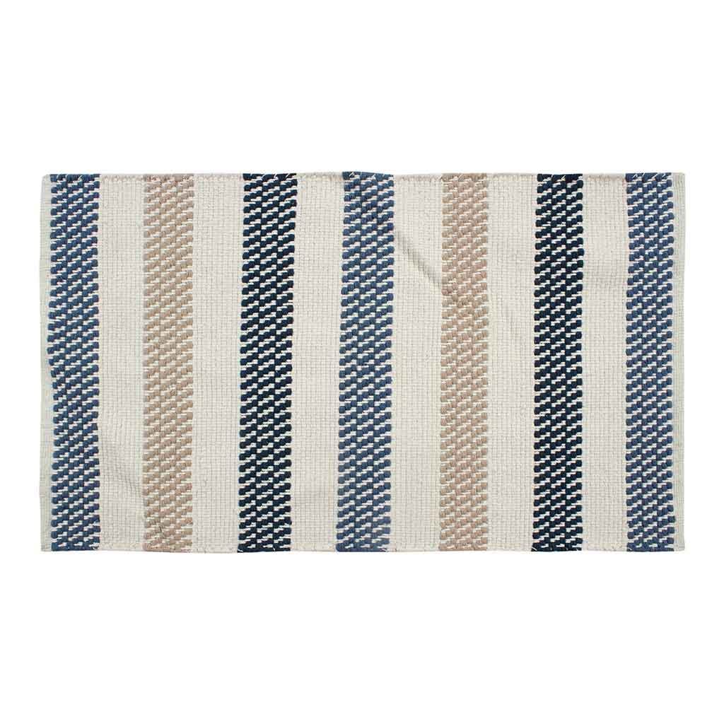 Alfombra Decorativa Con Detalles Beige-Azul 60X90Cm