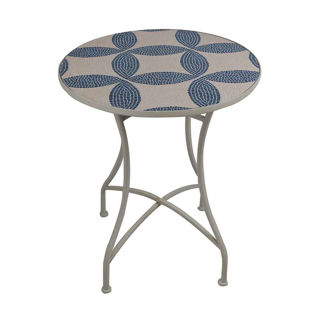 Mesa de Terraza Benny con Estilo de Mosaico (Estructura Blanca)