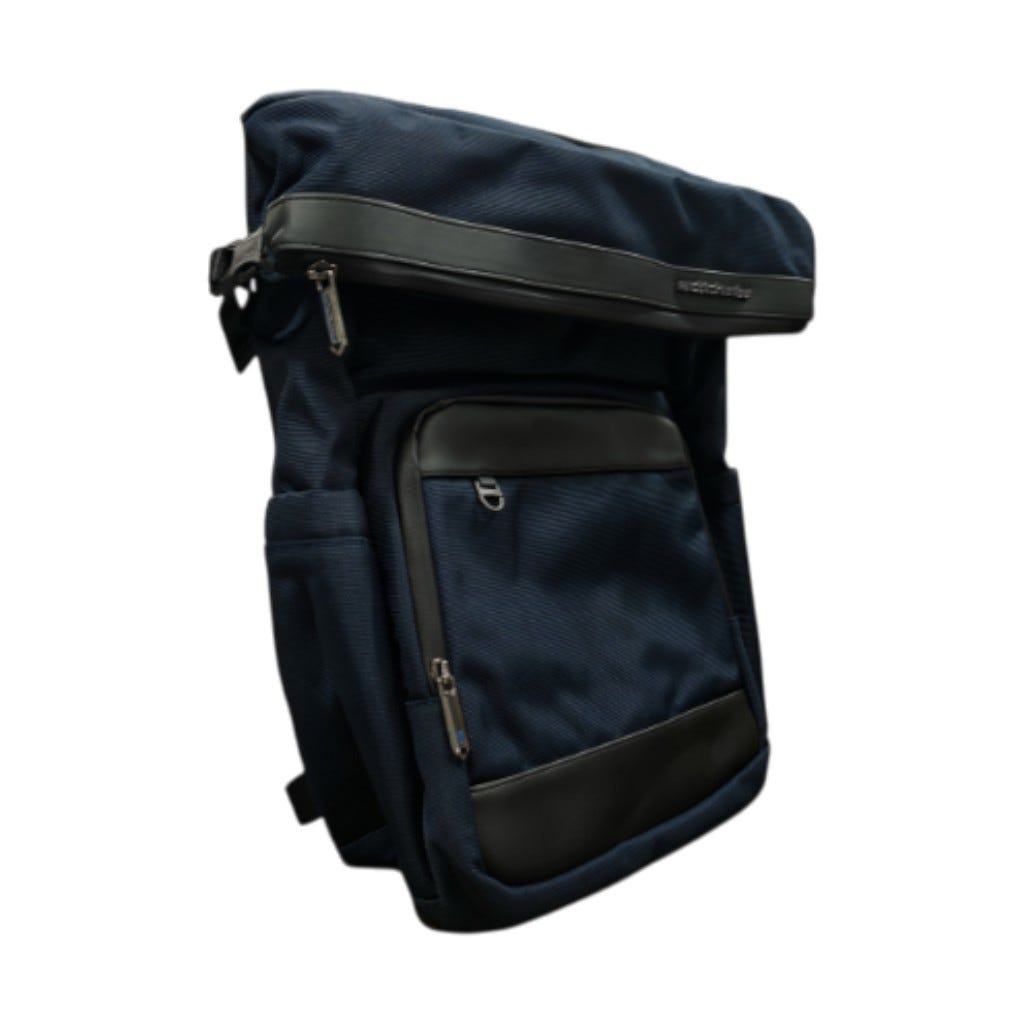 Mochila Azul Navy Con Cierre Enrollable
