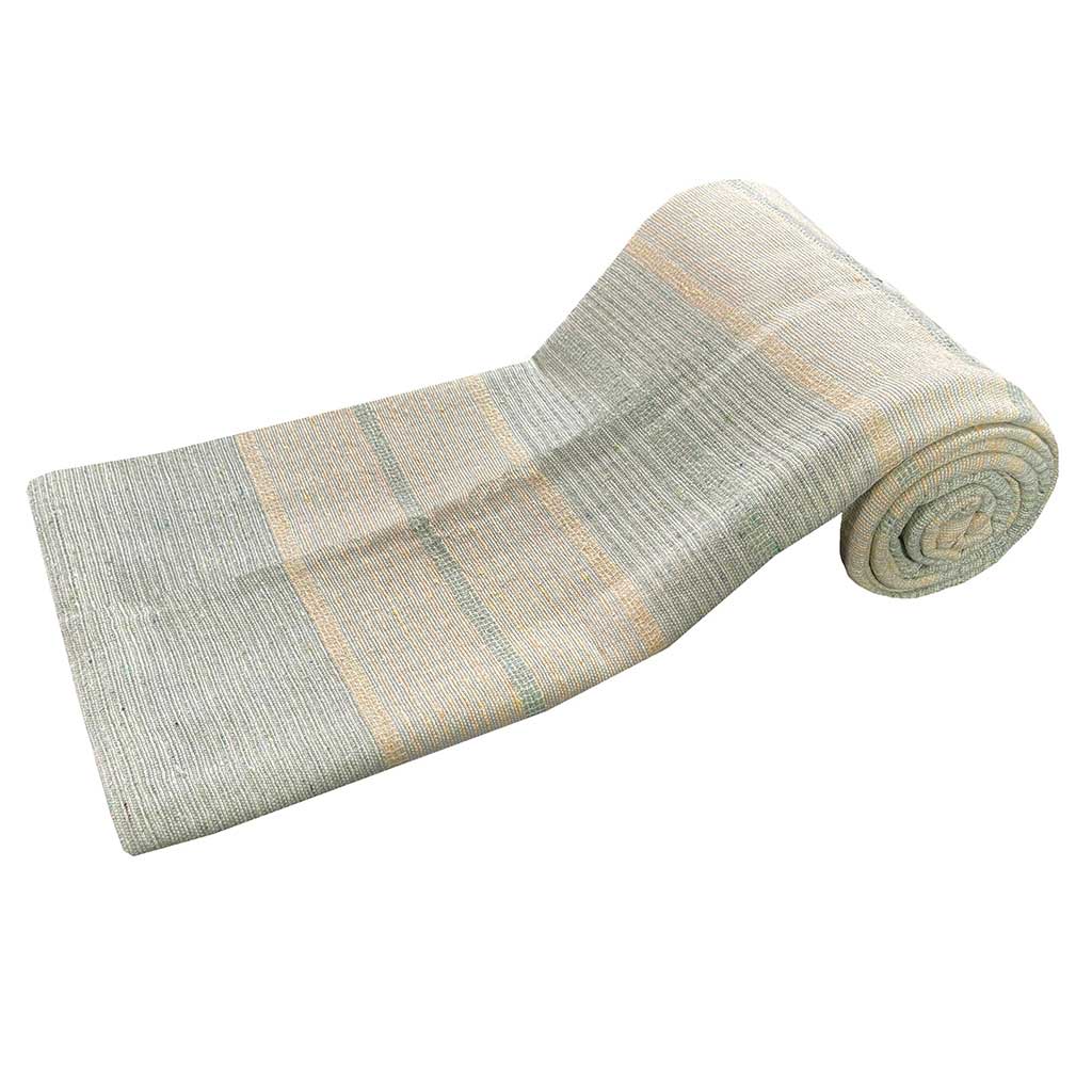 CUBRECAMA DE ALGODÓN CON DISEÑO DE RAYAS VERDES Y CREMA 160X220CM