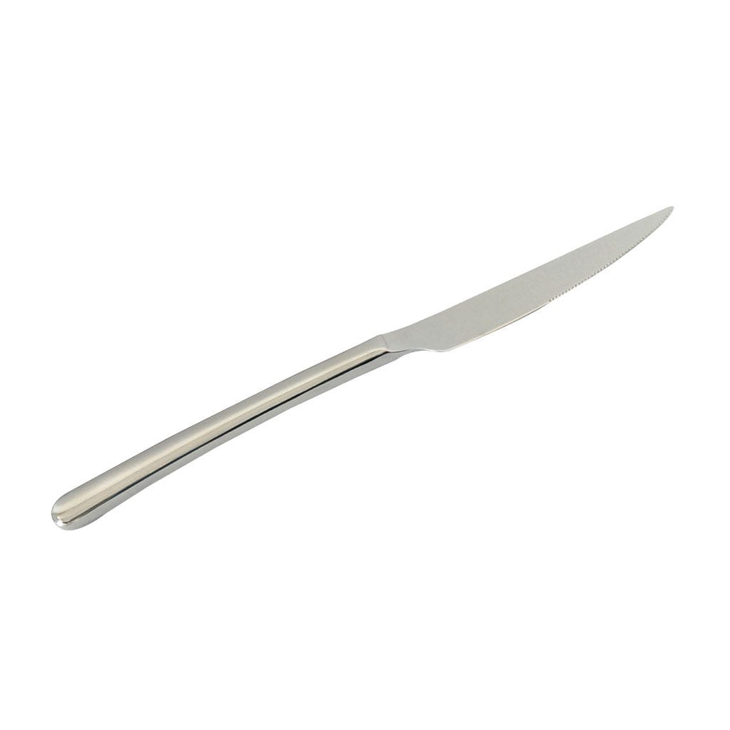 Cuchillo individual plateado con mango ovalado