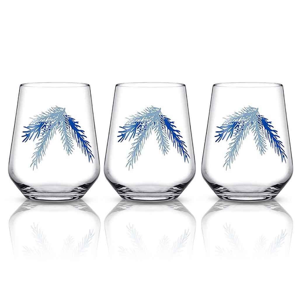 Set De 3 Vasos Con Detalles Azules 425ml Pasabahce
