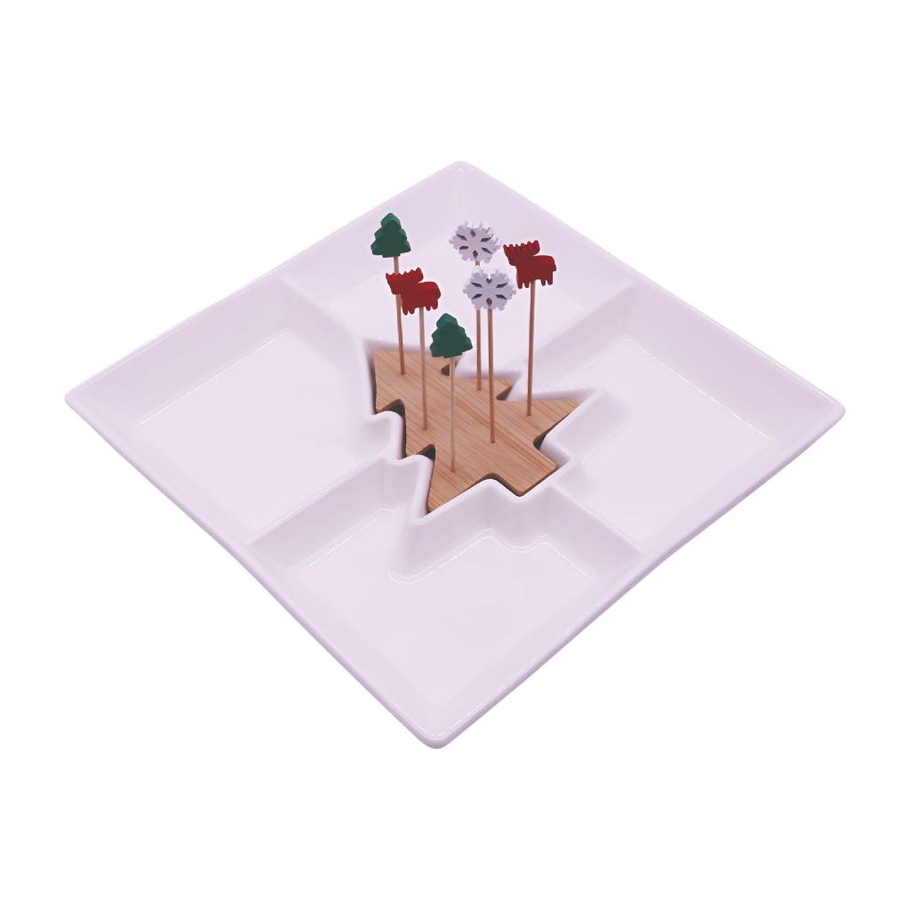 Bandeja Seccional Navideño Para Servir 23cm